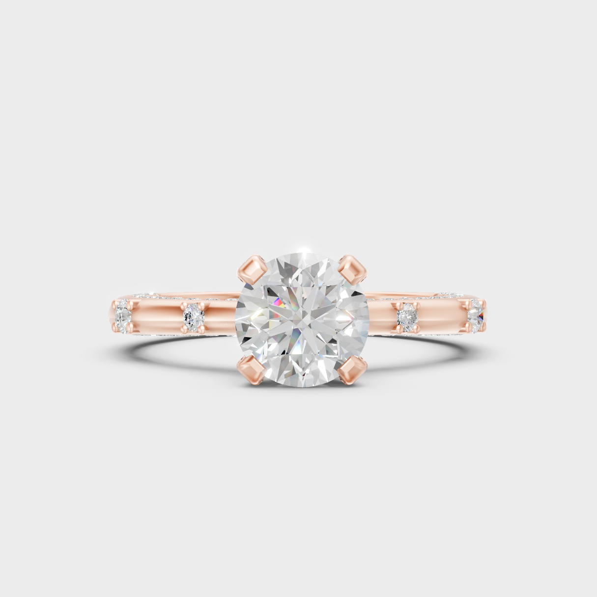 Unique Rose Gold Ring Featuring An Igi Certified Round Lab Diamond